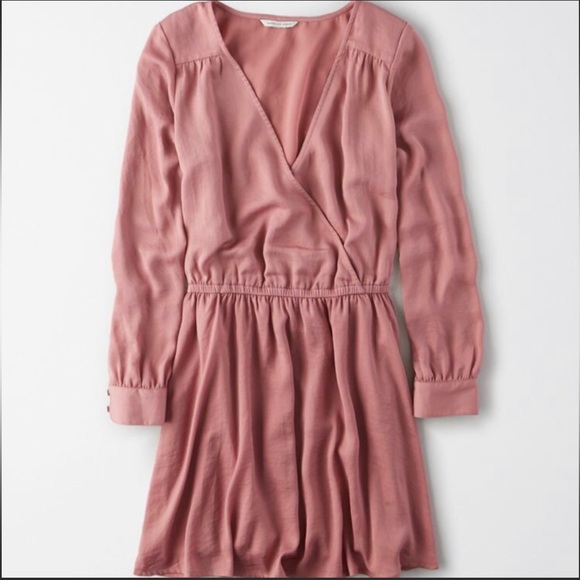 AMERICAN EAGLE - Silky Pink Mini Dress with Elastic Waistband - Picture 2 of 14